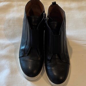 Paolo Black Perforated Wedge Sneakers